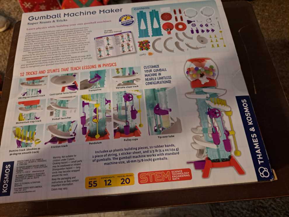 Thames & Kosmos Gumball Machine Maker Lab Super Stunts & Tricks | Build Your Own Gumball Machines With Lessons In Physics & Engineering | 12 Experiments | Includes Delicious Gumballs | Award Winner  (1) board game collectible [Barcode 814743014121] - Main Image 2