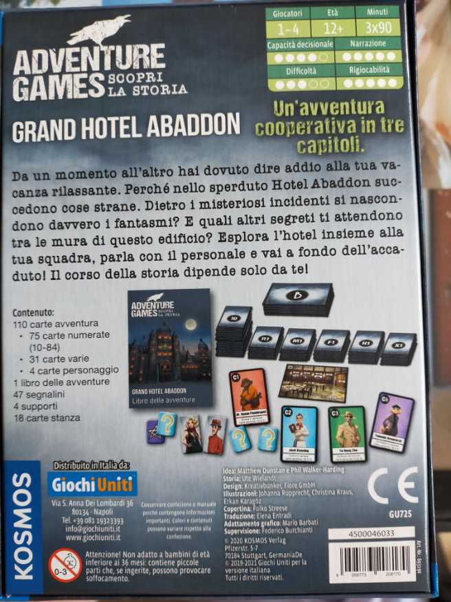 Adventure Games: Grand Hotel Abaddon  (1-4) board game collectible [Barcode 8058773208170] - Main Image 2