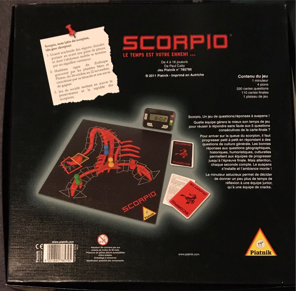 Scorpio Jeu De Piatnik | Jeupétille  board game collectible [Barcode 9001890785795] - Main Image 2