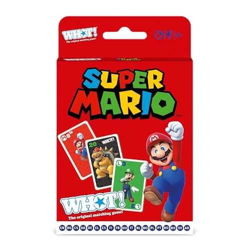 Waddingtons Number 1 Super Mario Whot! Card Game Take Turns Matching Shapes Numbers And Characters Including Mario Luigi Yoshi Peach And Toad Educational Travel Game For Ages 5 Plus  board game collectible [Barcode 5036905048613] - Main Image 1
