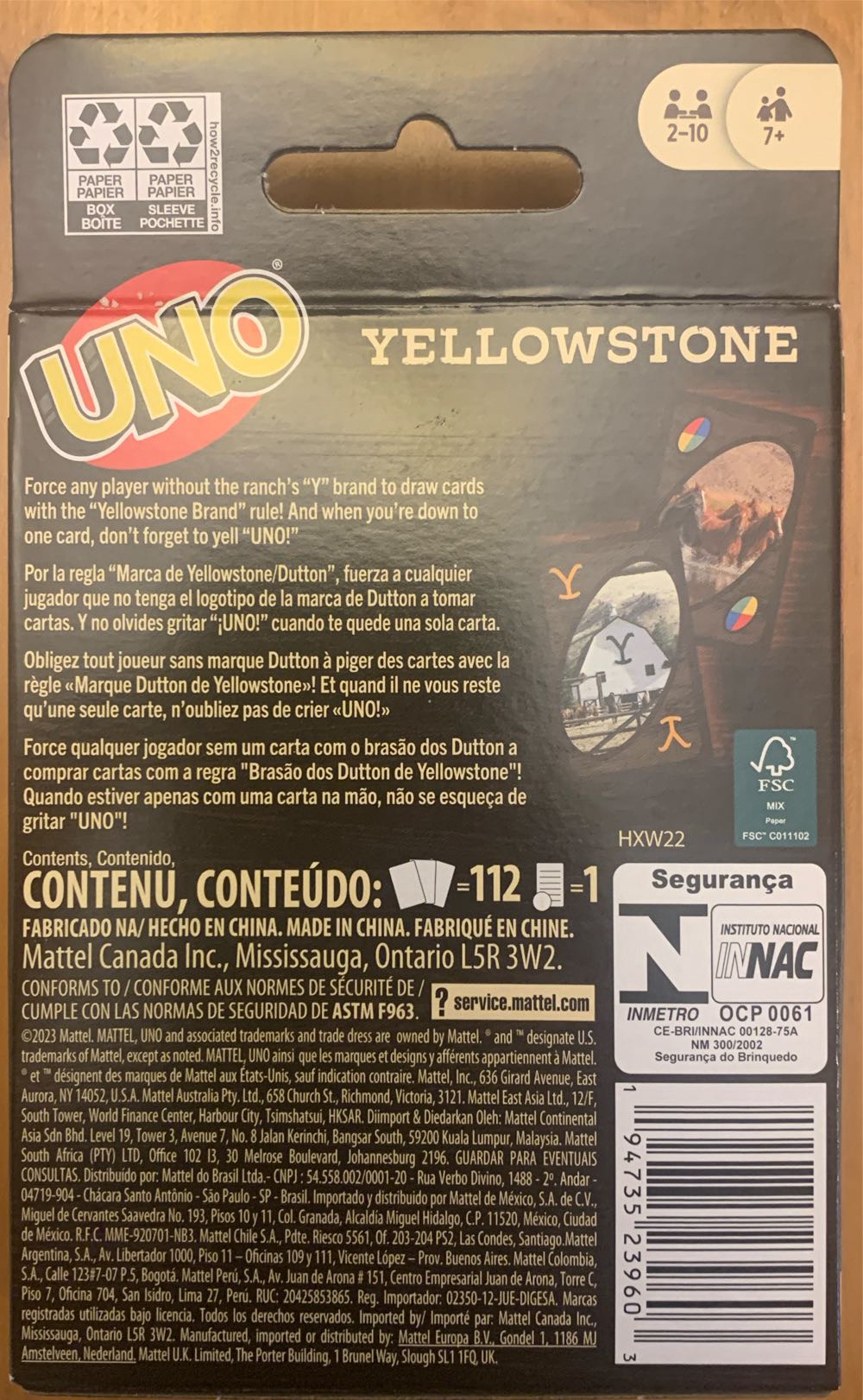 Uno: Yellowstone  (2-10) board game collectible [Barcode 194735239603] - Main Image 2