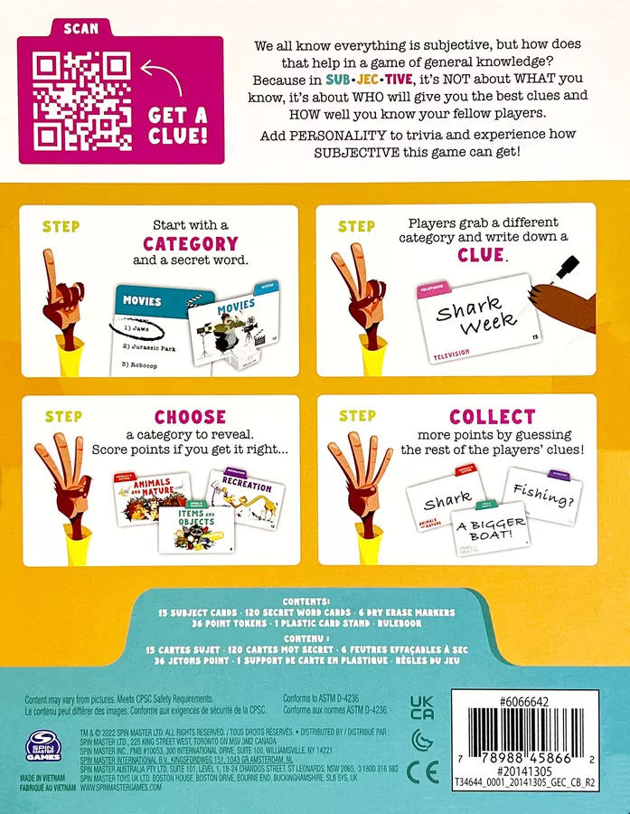 Subjective  (3-6) board game collectible [Barcode 778988458662] - Main Image 2