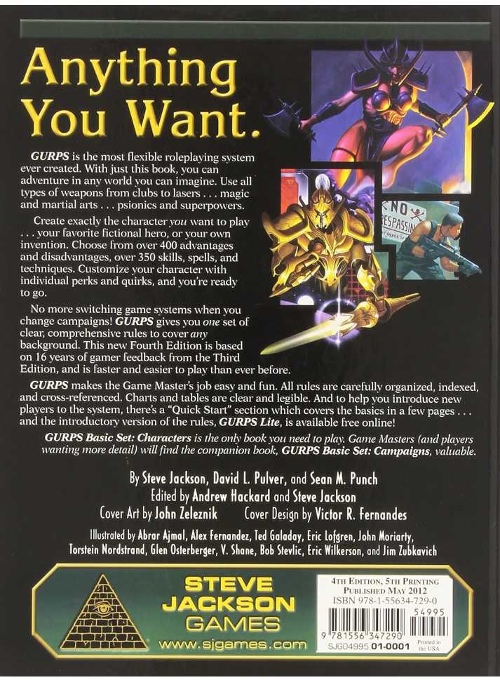 Gurps Basic Set: Characters Fourth Edition  board game collectible [Barcode 9781556347290] - Main Image 2