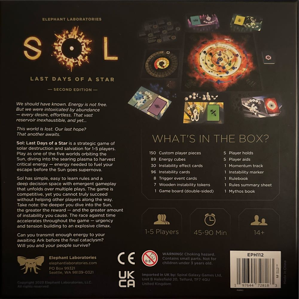 Sol: Last Days of a Star  (1-5) board game collectible [Barcode 197644728183] - Main Image 2