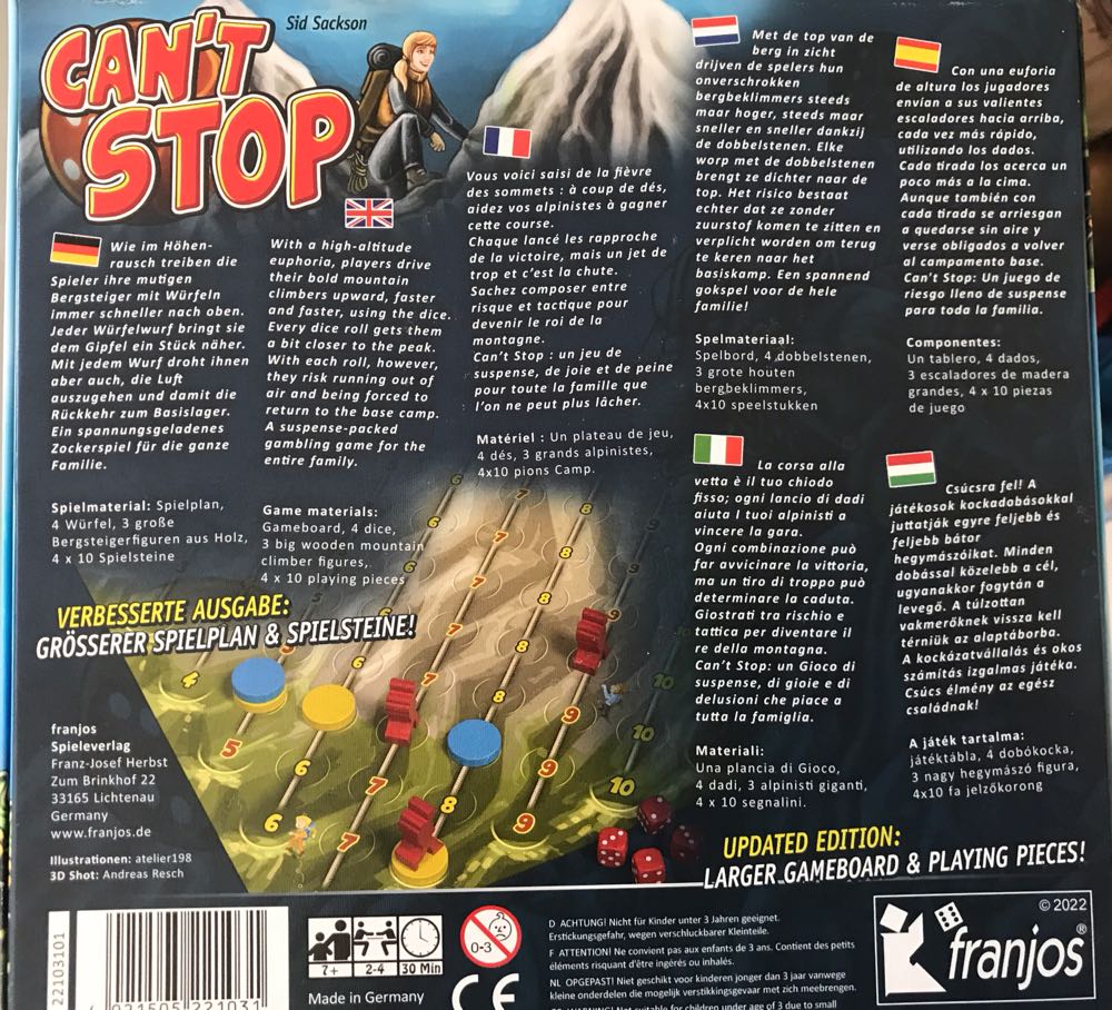 Can’t Stop Franjos Games Can´t  (2-4) board game collectible [Barcode 4021505221031] - Main Image 2