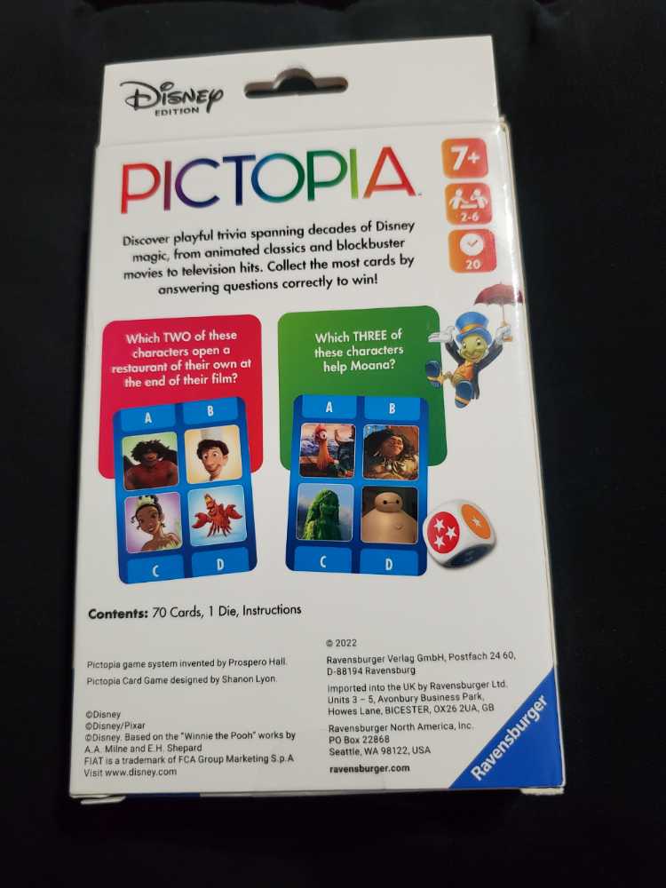 Pictopia Disney Card Game  (2 - 6) board game collectible [Barcode 810558019542] - Main Image 2