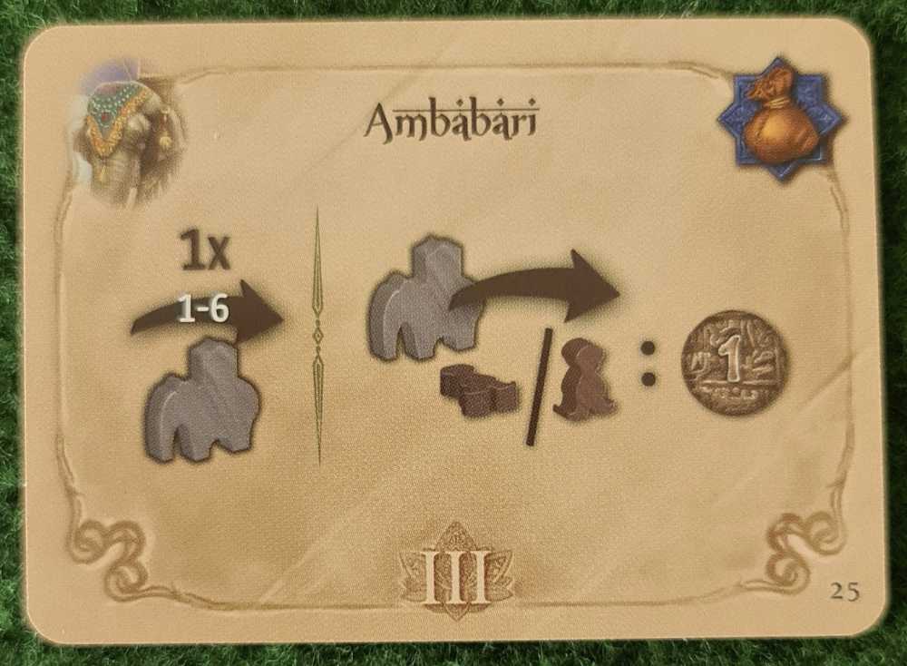 Agra: Ambabari Elephant Promo Card  (2-4) board game collectible - Main Image 2