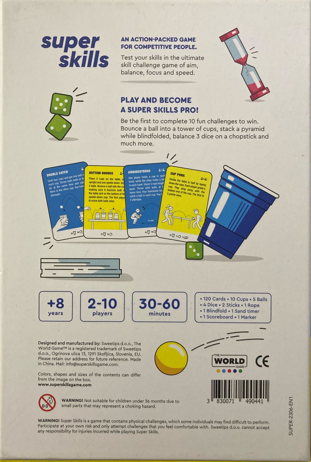 Super Skills Action Game For Competitive People Beat Your Friends At 120 Challenges Fun Group Activity For Family Night Or Party With Kids Teens & Adults  (2-10) board game collectible [Barcode 3830071490441] - Main Image 2