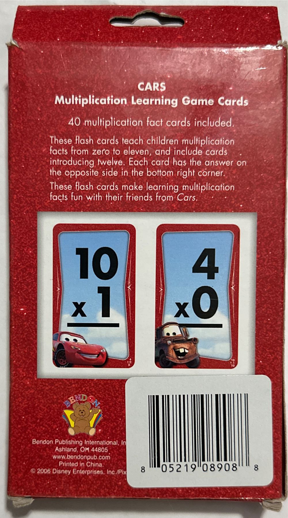 Disney Pixar The World Of Cars Multiplication Learning Card Game  board game collectible [Barcode 805219089088] - Main Image 2