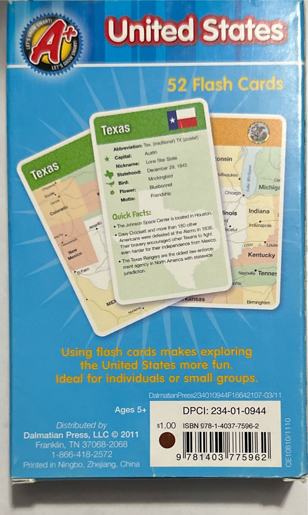 United States, 50 Great States Flashcards  board game collectible [Barcode 9781403775962] - Main Image 2