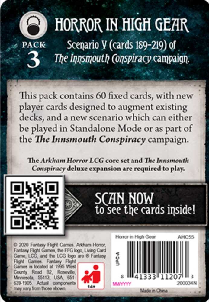 Arkham Horror LCG: 7c - Horror In High Gear - Mythos Pack 3  (1-4) board game collectible - Main Image 2