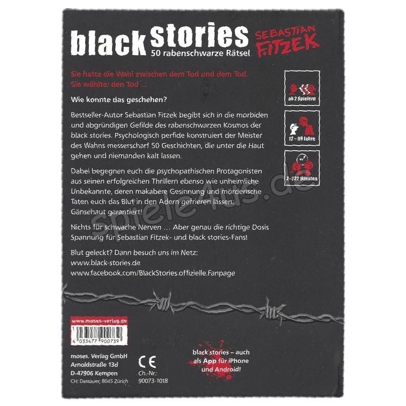 Black Stories Sebastian Fitzek Edition  (Ab 2) board game collectible [Barcode 4033477900739] - Main Image 2