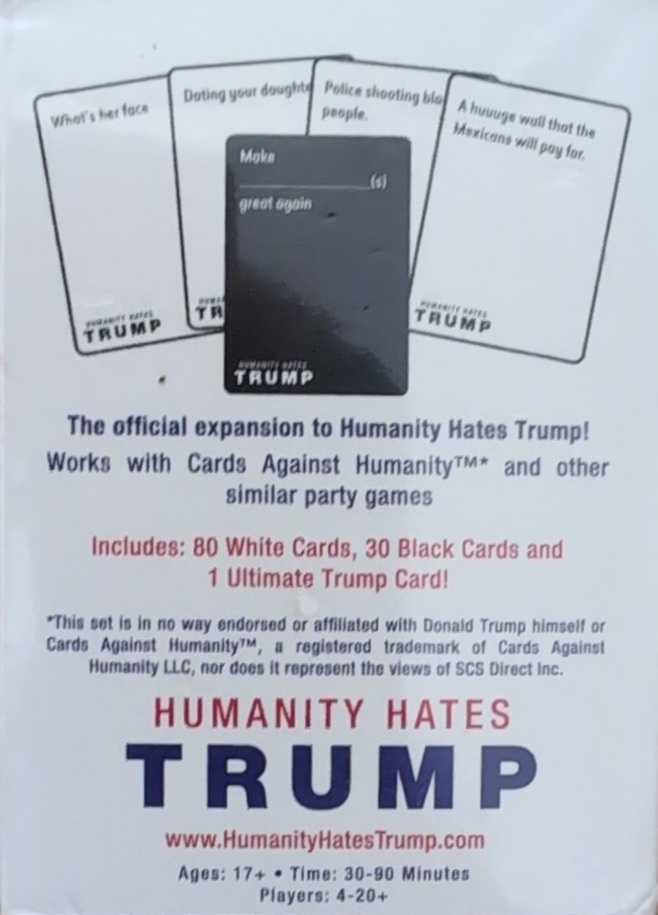 Humanity Hates Trump: Expansion One  (4+) board game collectible [Barcode 656103021543] - Main Image 2