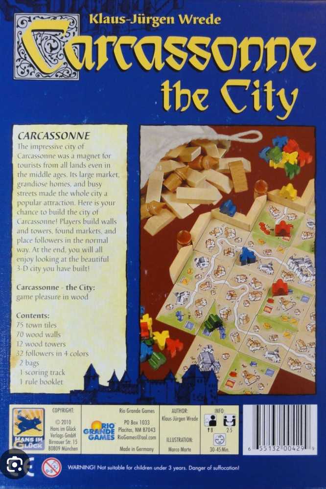 Carcassonne : The City (Wooden Box Edition)  (2-4) board game collectible - Main Image 2