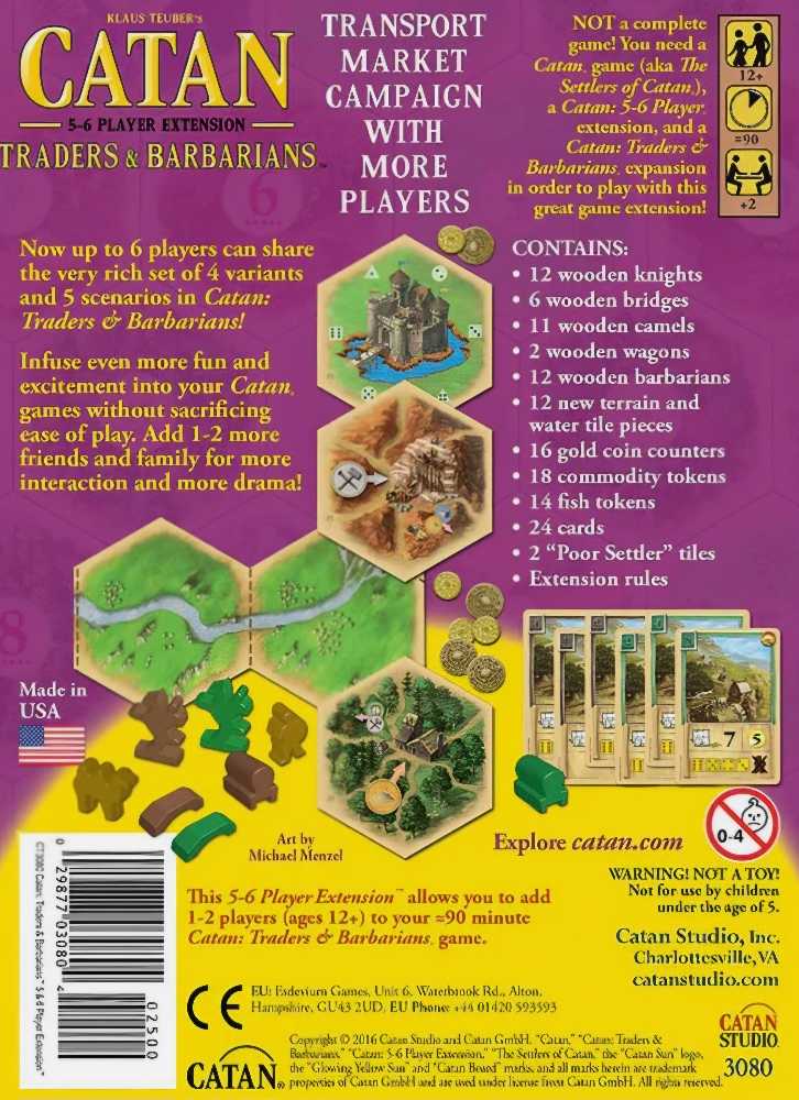 Catan : Traders & Barbarians 5-6th Player Expansion - 5th Edition  (3-6) board game collectible - Main Image 2