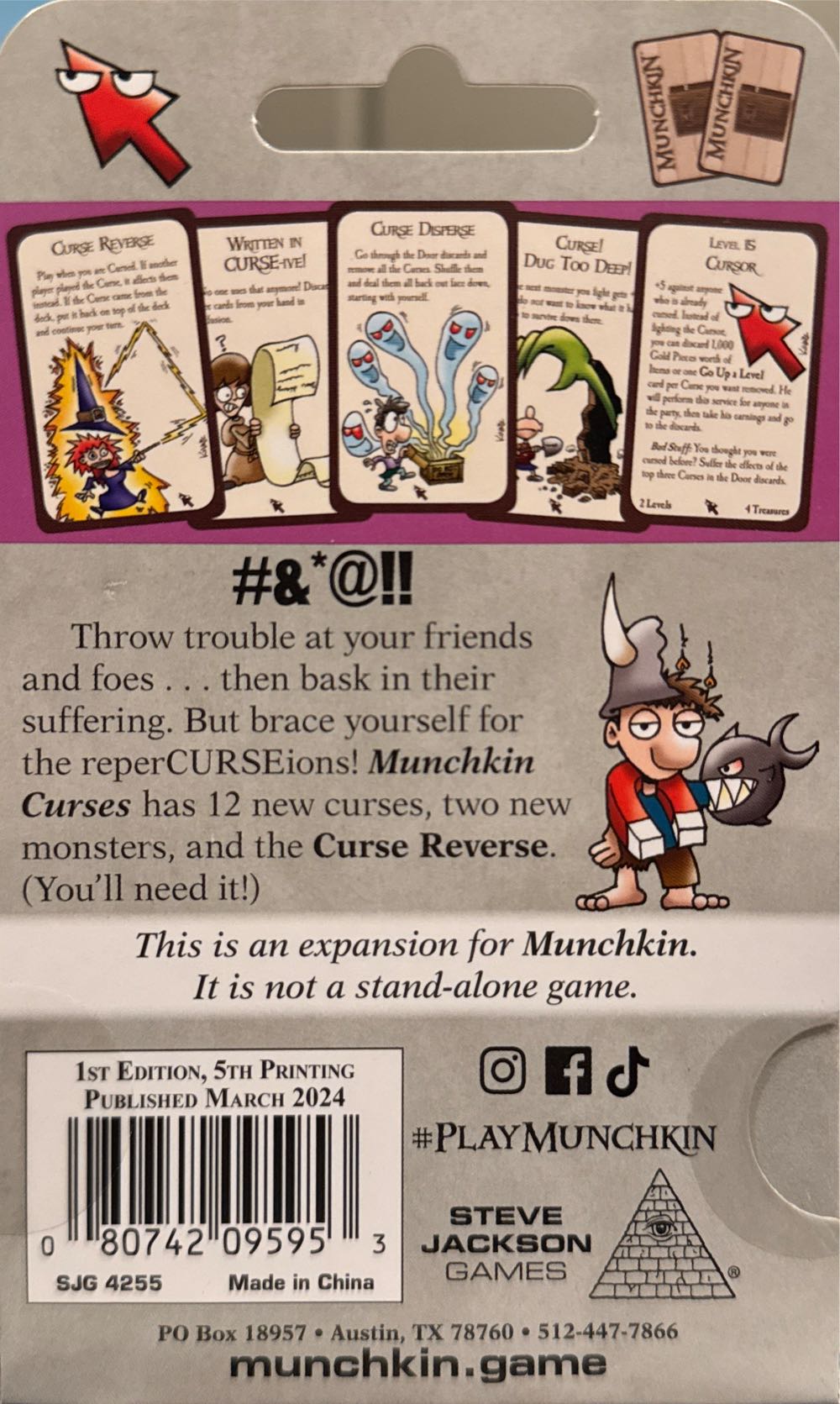 Munchkin Curses Second Edition  board game collectible [Barcode 080742095953] - Main Image 2