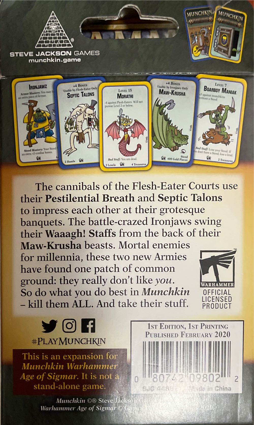 Munchkin Warhammer Age Of Sigmar: Death And Destruction Card Game Expansion | 112 Cards | Family Game | Adventure Rpg | Ages 10 | 3-6 Players | Avg Play Time 120 Min  board game collectible [Barcode 080742098022] - Main Image 2