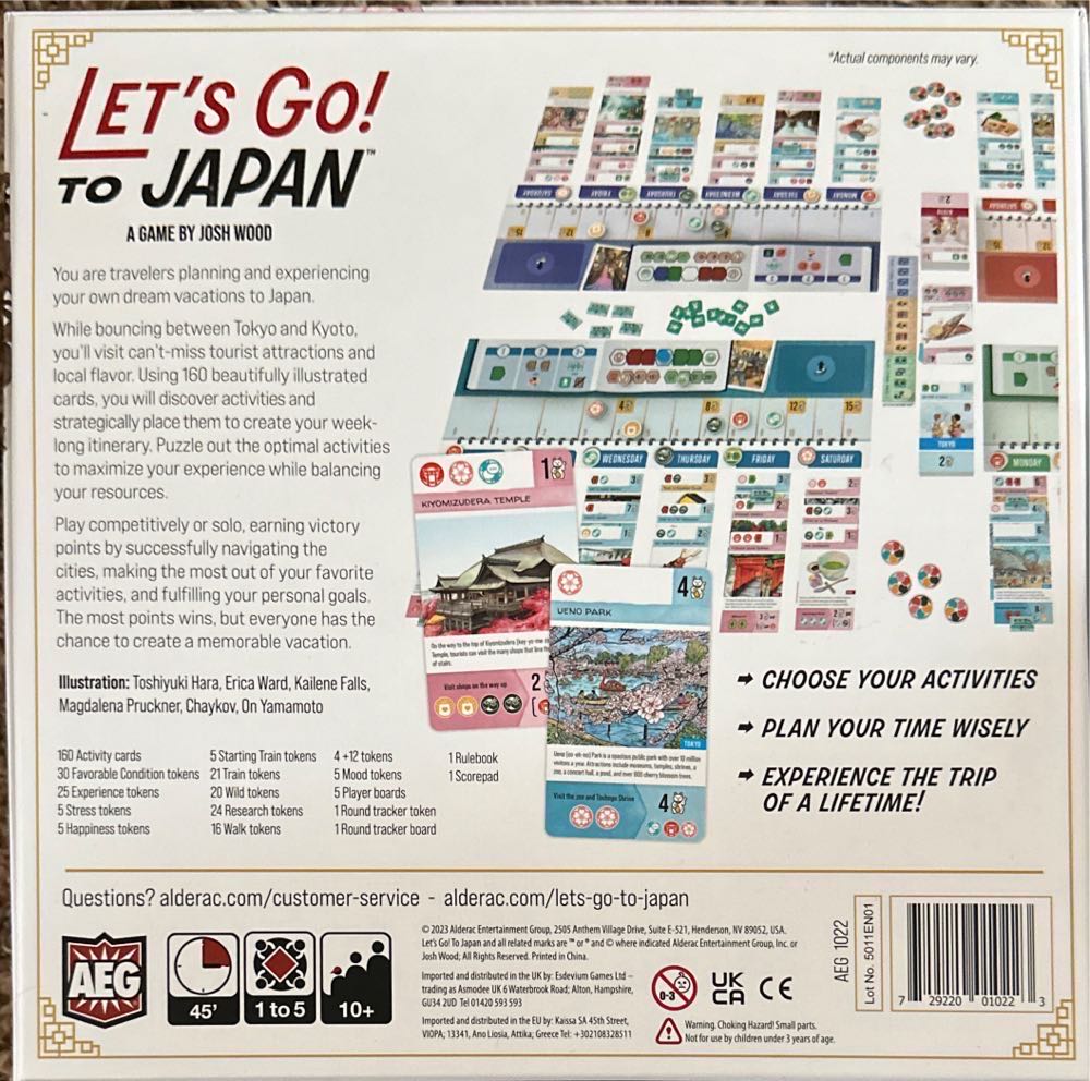 Let’s Go to Japan: Neoprene Player Mats  (1-5) board game collectible [Barcode 729220010261] - Main Image 2