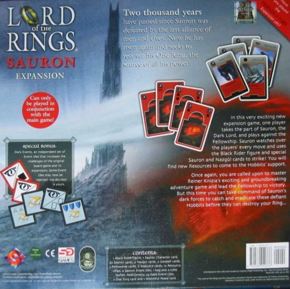 Lord Of The Rings: TBG - Sauron Expansion Pack  (3-6) board game collectible - Main Image 2