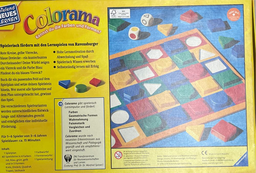 Colorama Kennst Du Die Farben Und Formen? Lernspiel. Achtung: Nicht  (3-6) board game collectible [Barcode 4005556250660] - Main Image 2