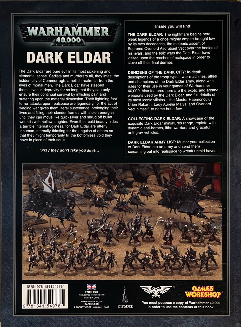 Warhammer 40.000 Dark Eldar Codex  (2) board game collectible [Barcode 9781841549781] - Main Image 2