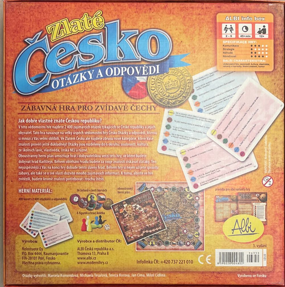 Zlaté Česko Hra Otázky Odpovědi česko  (2-6) board game collectible [Barcode 8590228004802] - Main Image 2
