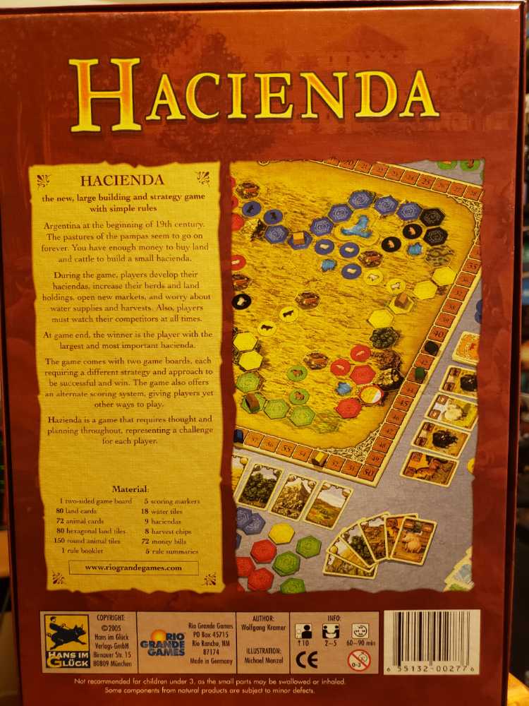Hacienda Rio Grande S New Factory Sealed Wolfgang Kramer  board game collectible [Barcode 655132002776] - Main Image 2