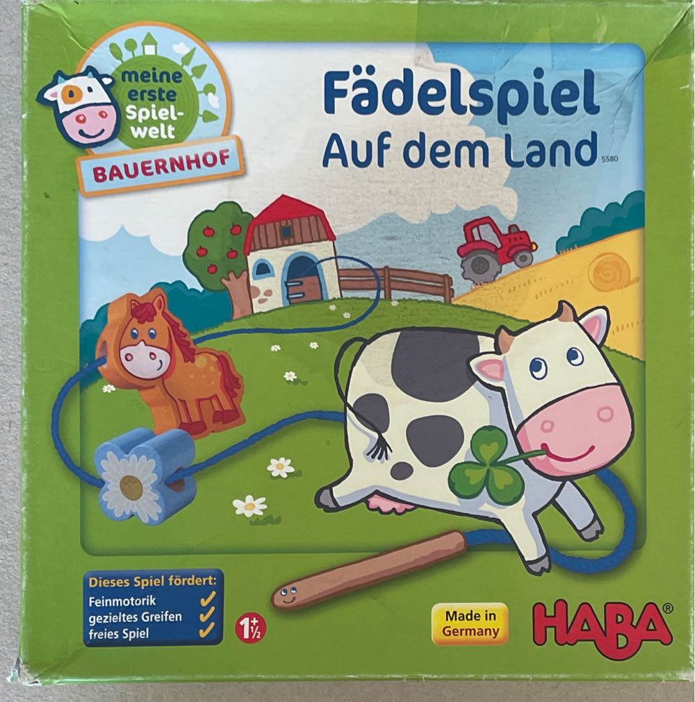 Fädelspiel Thread In The Farm Threading With 10 Chunky Wooden Lacing Figures&4 Templates Play On Countryside  (1) board game collectible [Barcode 4010168055800] - Main Image 2