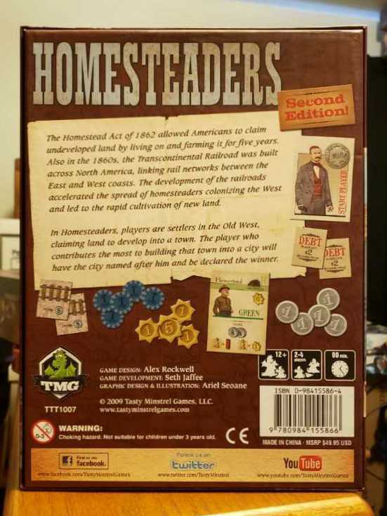 Homesteaders Second Edition  board game collectible [Barcode 9780984155866] - Main Image 2