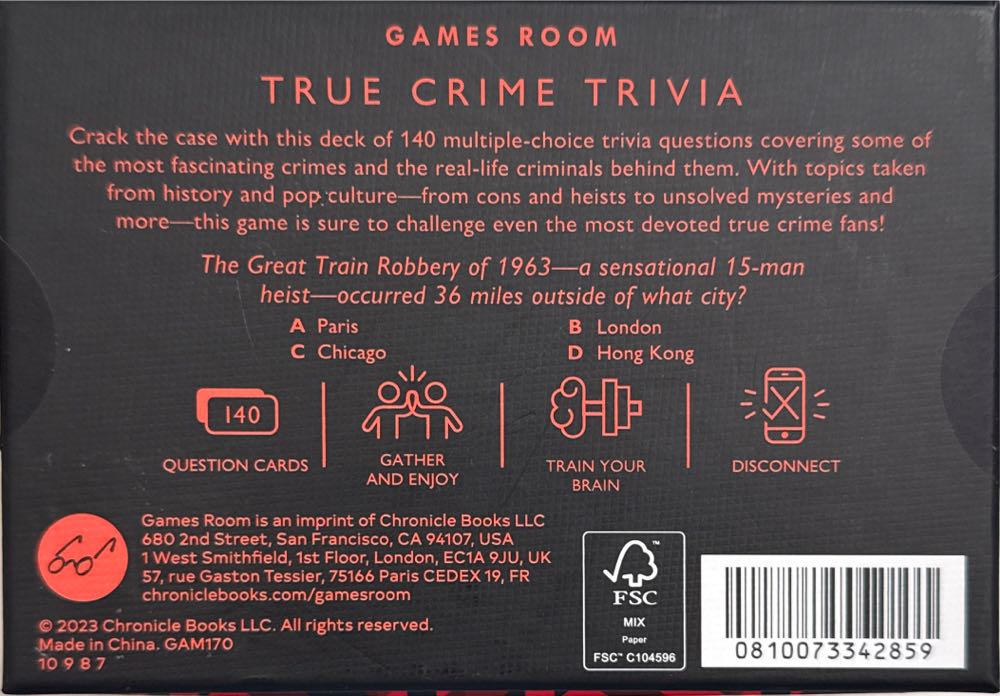 True Crime Trivia  board game collectible [Barcode 0810073342859] - Main Image 2