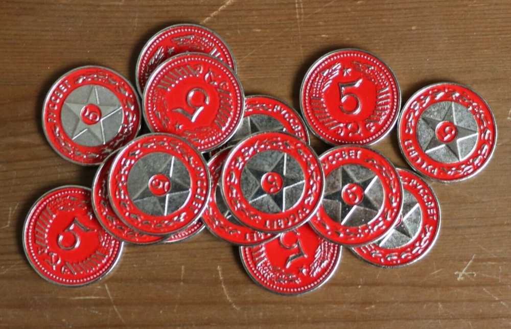 Scythe: Promo #17: Fifteen Red $5 Rusviet Metal Coins  (1-7) board game collectible - Main Image 2