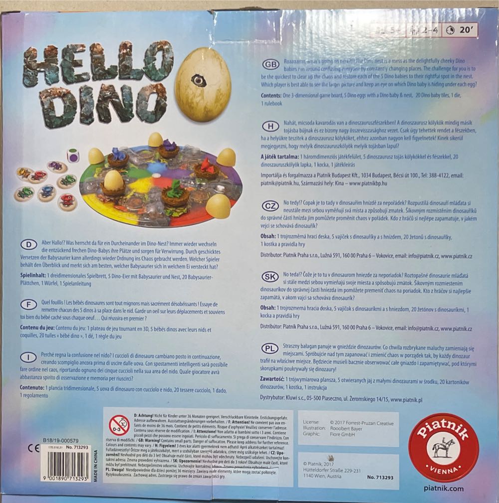 Hello Dino  (2-4) board game collectible [Barcode 9001890713293] - Main Image 2