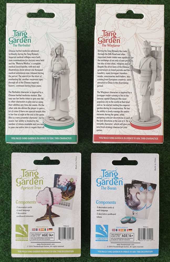 Tang Garden: Addons - Apricot Tree, Herbalist, Swan, Wayfarer & Sleeves Pack  (1-4) board game collectible - Main Image 2
