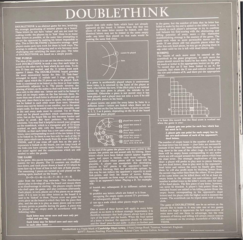 Doublethink  (2) board game collectible - Main Image 2