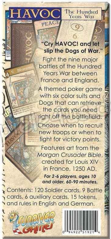 Sunriver Boardgame Havoc The Hundred Years War  (2-6) board game collectible [Barcode 094922519214] - Main Image 2