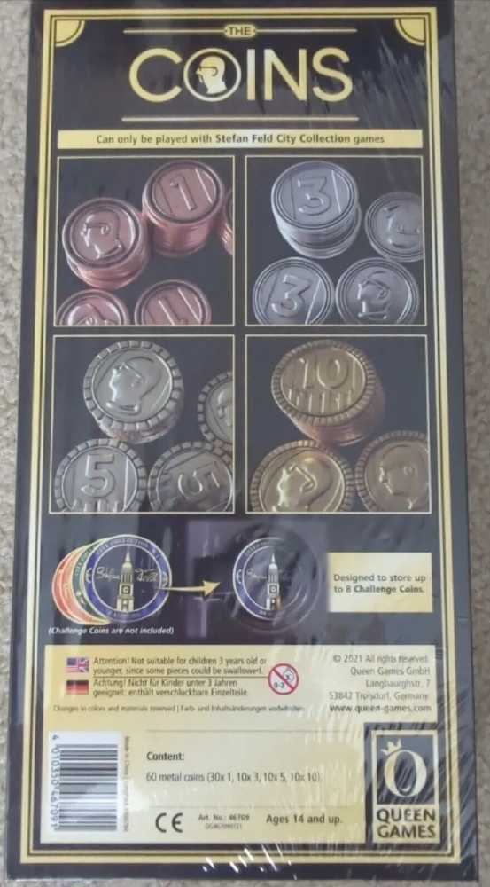 Stefan Feld City Collection 0: Kickstarter - Collectible Coins (×2)  (1-5) board game collectible - Main Image 2