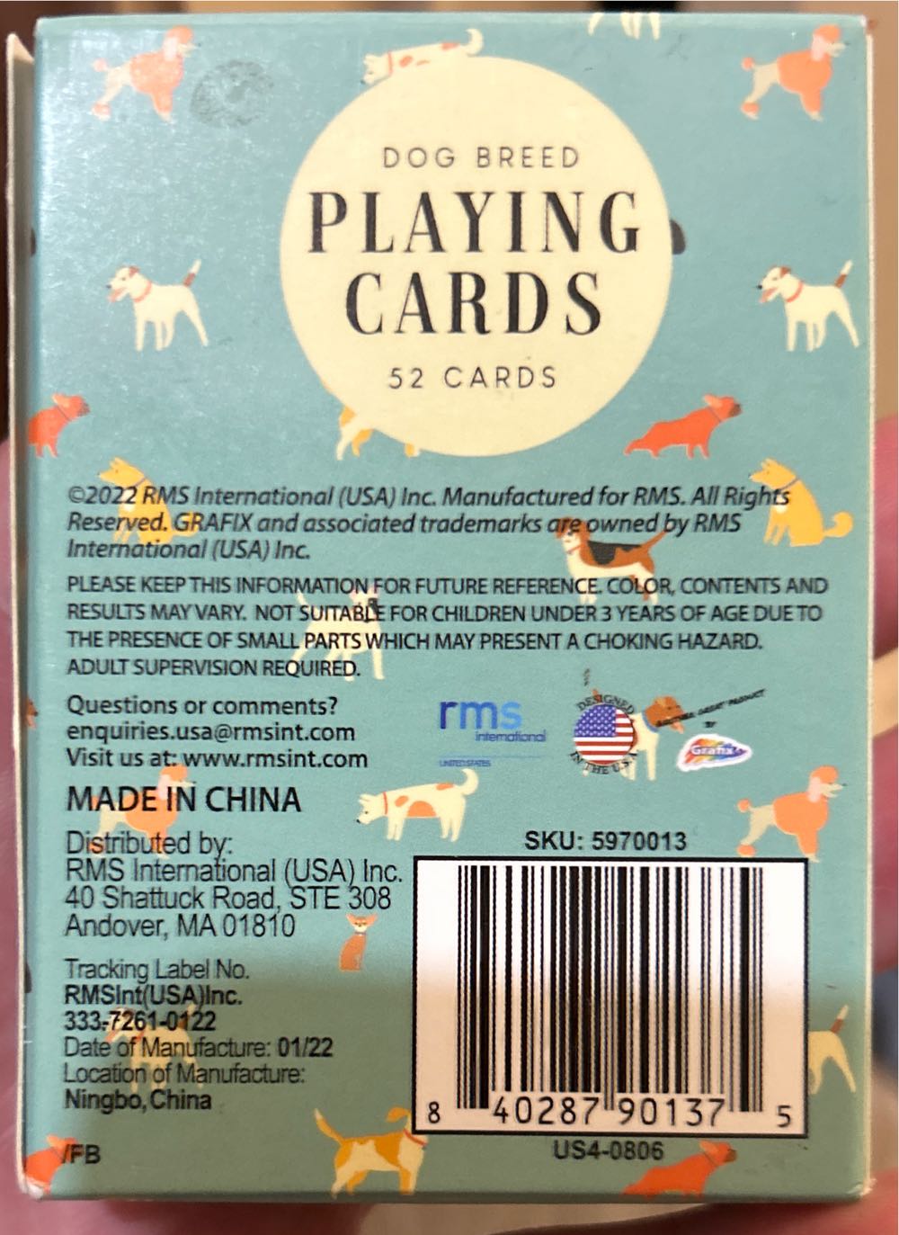 Dog Breed Playing Cards 52 Cards  board game collectible [Barcode 840287901375] - Main Image 2
