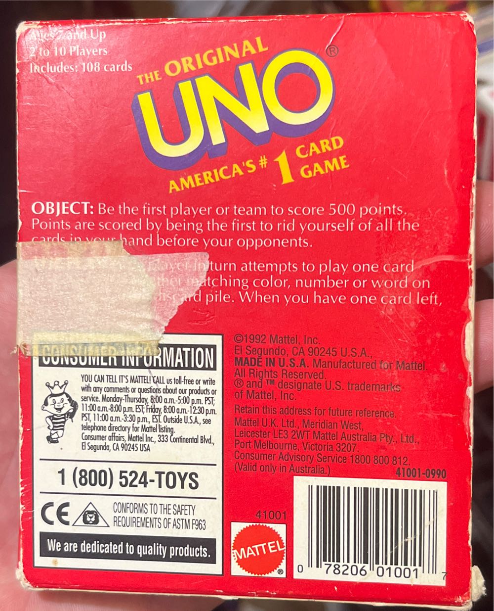 Uno  board game collectible [Barcode 078206010017] - Main Image 2