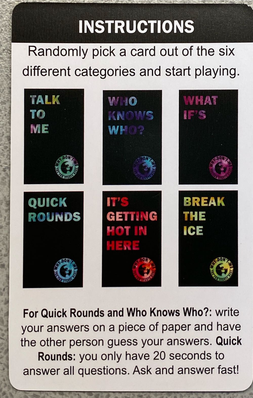 Conversation Starters For Couples and Friends  (2+) board game collectible [Barcode 726754781179] - Main Image 2