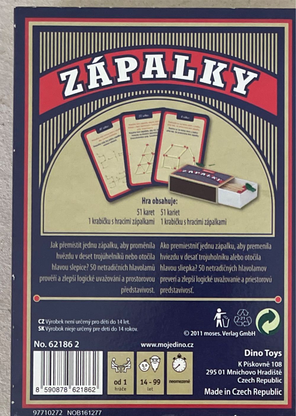 Zápalky Hra Dino Zápalky Cestovní Hra Malá Hra Zápalky Malá Matches Hry  (1+) board game collectible [Barcode 8590878621862] - Main Image 3