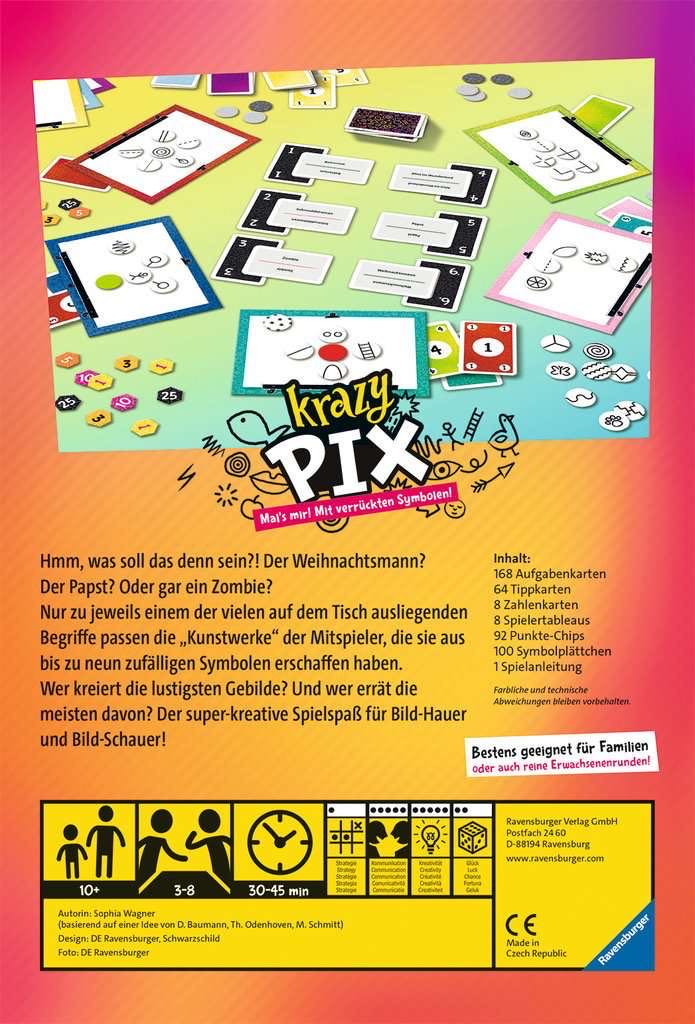 Krazy Pix: 1680aufgabenkarten 64 Tippkarten 8 Zahlenkarten 8 Spielertableaus 92 Punkte-chips 100 Symbolblättchen 1 Spielanleitung  (3-8) board game collectible [Barcode 4005556268368] - Main Image 2