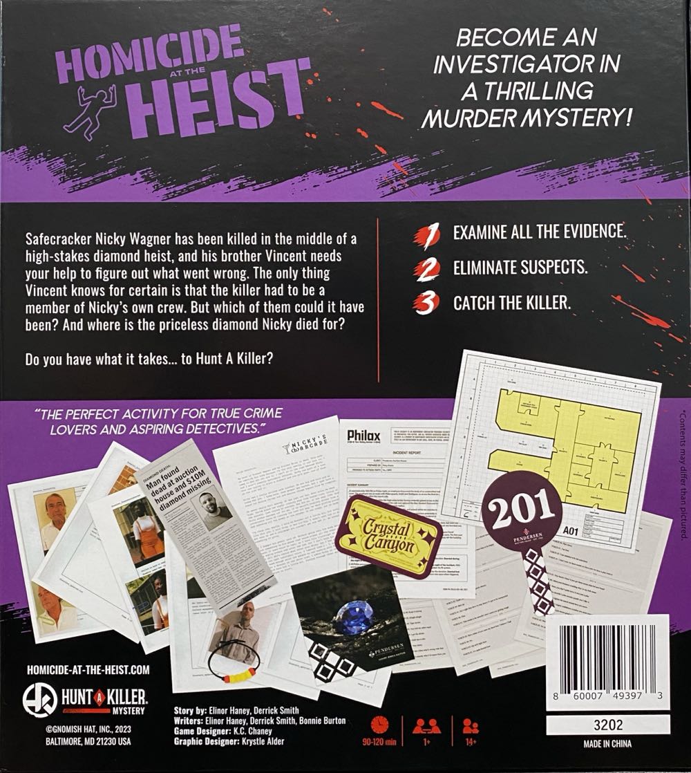 Hunt A Killer: (Homicide At The Heist)  (14+) board game collectible [Barcode 860007493973] - Main Image 2