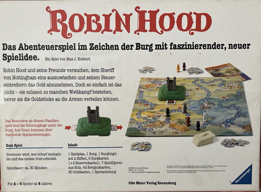 Robin Hood Rare Vintage German Family Board Game By Ravensburger  (2-6) board game collectible [Barcode 4005556011988] - Main Image 2
