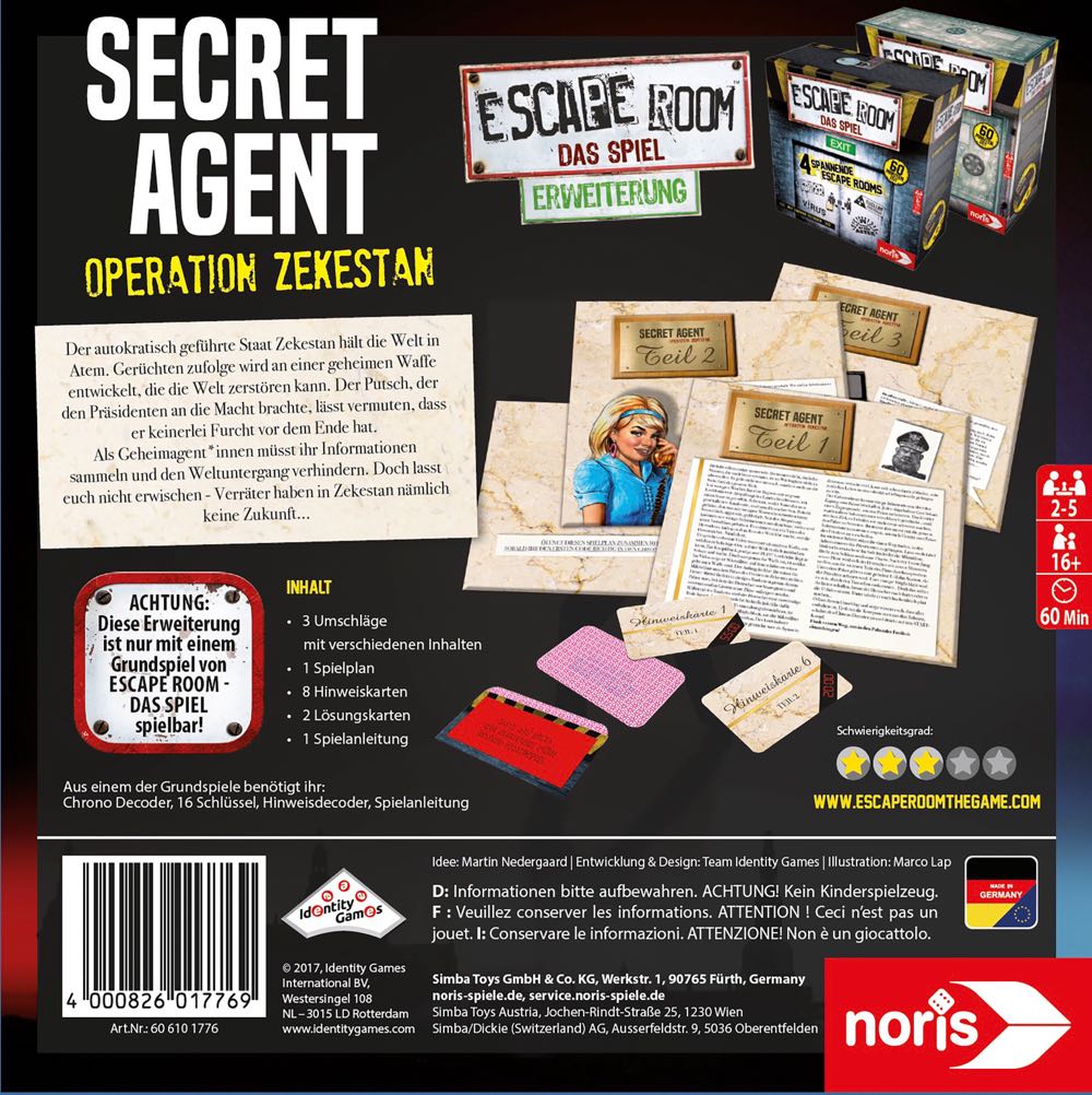 Escape Room Secret Agent  (2-5) board game collectible [Barcode 4000826017769] - Main Image 2