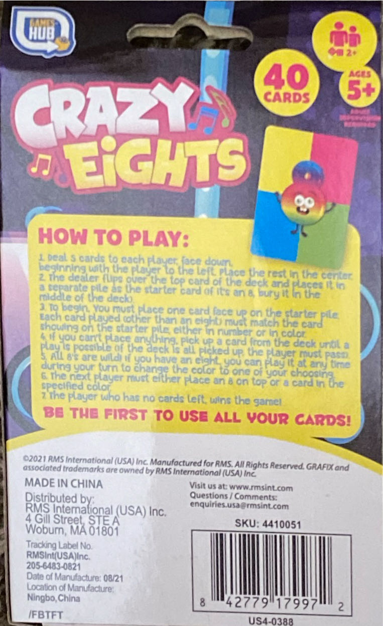 Crazy Eights  (2+) board game collectible [Barcode 842779179972] - Main Image 2