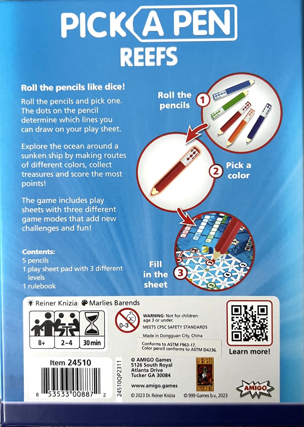 Pick A Pen: Reefs  (2 3 4) board game collectible [Barcode 853533008872] - Main Image 2