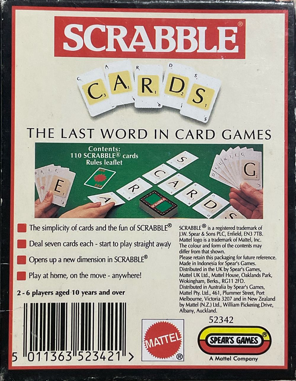 Scrabble Cards Mattel Vintage Sealed New Word Spears 1997 & Card Bonus  board game collectible [Barcode 5011363523421] - Main Image 4
