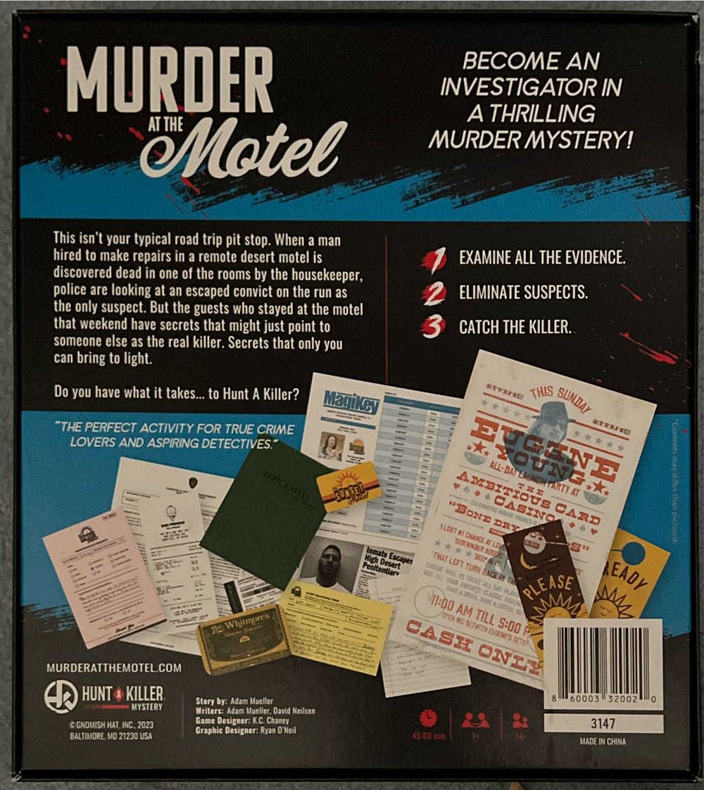 Hunt A Killer - Murder At The Motel  (1+) board game collectible [Barcode 860003320020] - Main Image 2