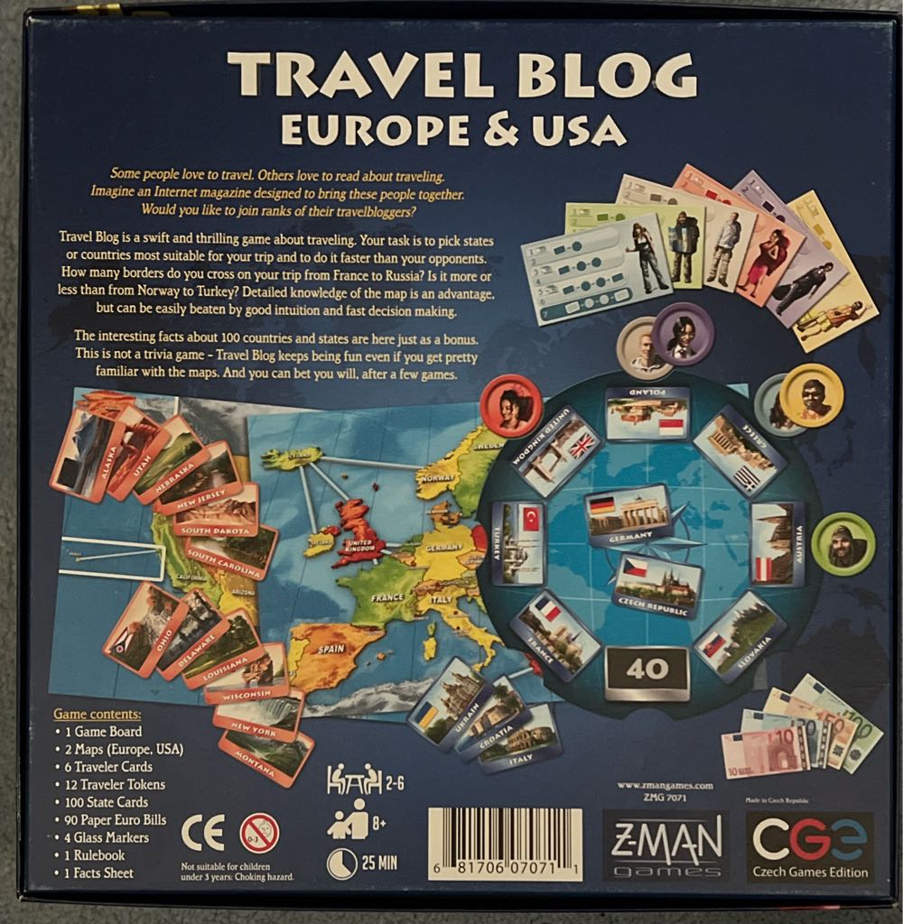 Travel Blog Europe And Usa   (2-6) board game collectible [Barcode 681706070711] - Main Image 2