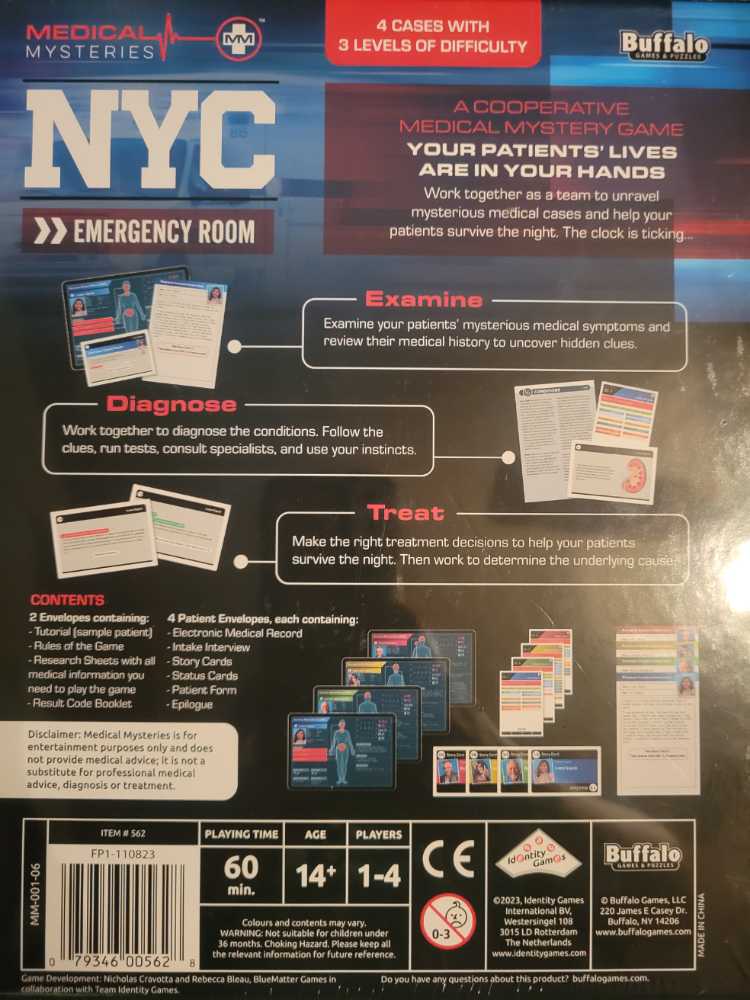 Medical Mysteries NYC Emergency Room  (4) board game collectible [Barcode 079346005628] - Main Image 2